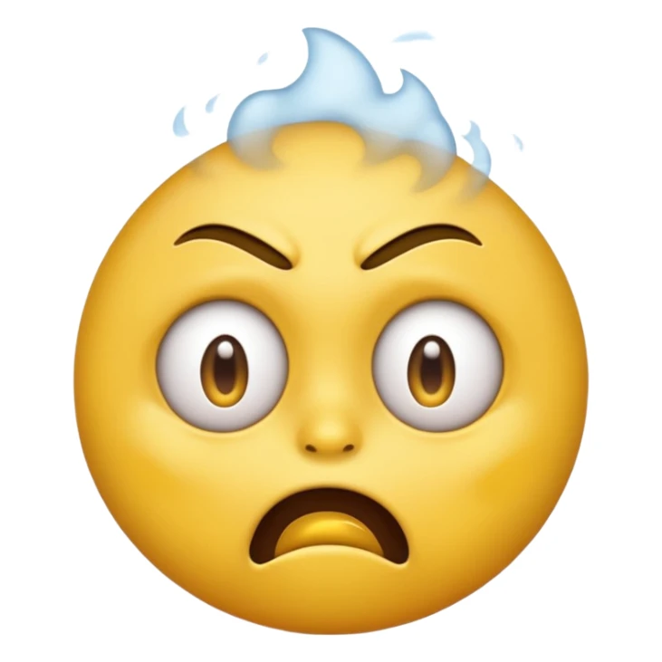 yellow emoji head, one eye twitching with rage, furrowed brow, steam coming from head sticker