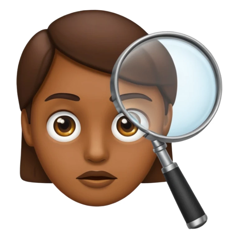 emoji with magnifying glass and black background with serious face brown face sticker