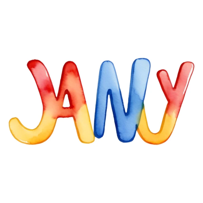 Realistic, watercolor, month January title  sticker