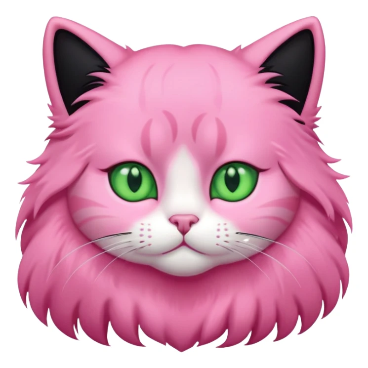 Pink cat with long black hair and green eyes sticker