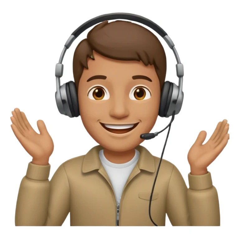 happy guy listening to music on a headset sticker