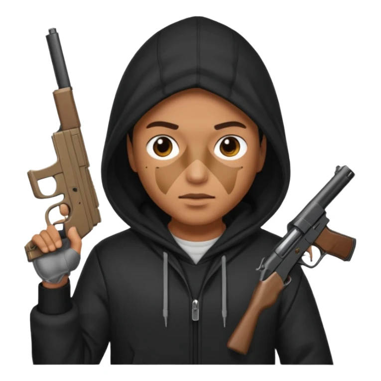 Una persona encapuchada con una pistola sticker