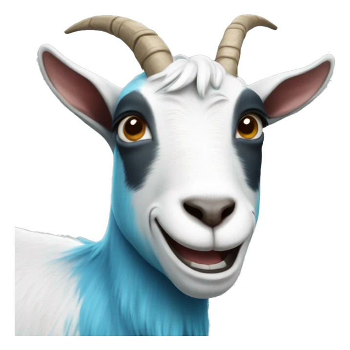 Smiling goat, blue hair sticker
