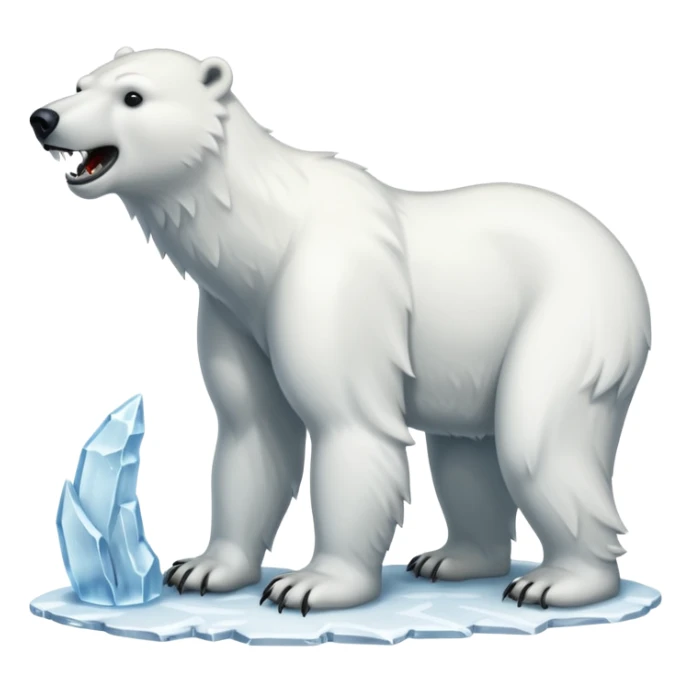 Polar bear with a wolf’s tail, thick neck fur, and long fangs sticker