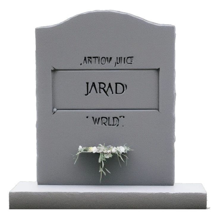 Tombstone that says LLJW Jarad Juice WRLD Anthony Higgins 1998 - 2019 sticker