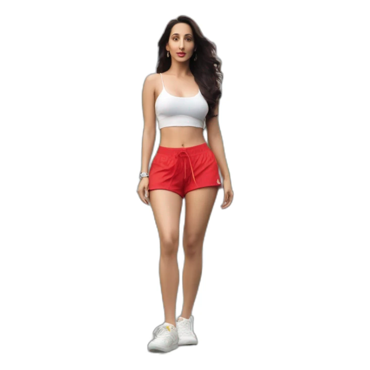 Nora fatehi in red shorts sticker