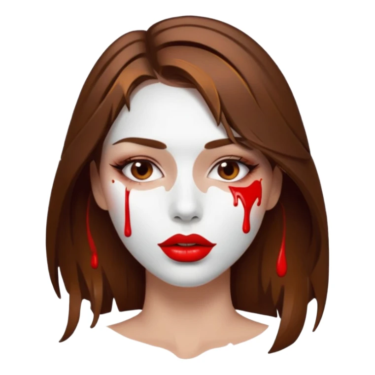 Brown Hair, Woman, white paint drip, face, hot, Sexy, lips sticker