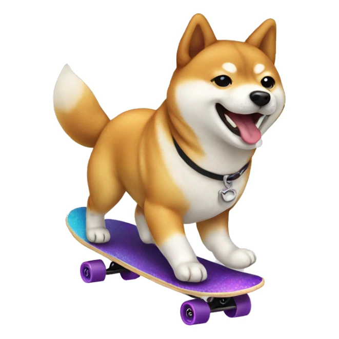 Shiba dog skateboarding  sticker