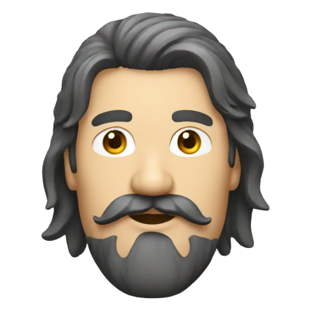 Mullet hair dark mustache  sticker