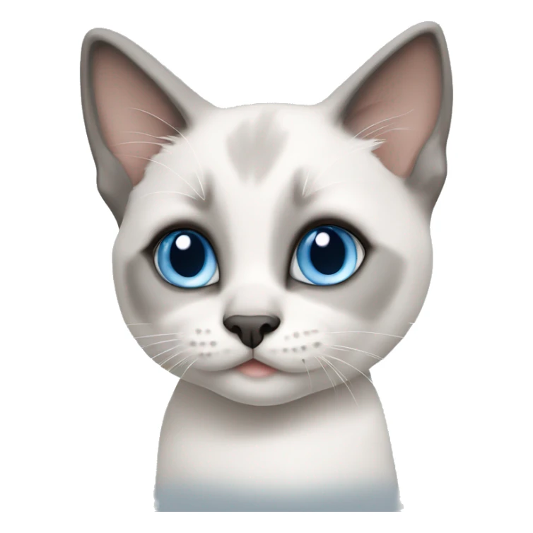 Cute big blue eyed Siamese white and grey kitten sticker
