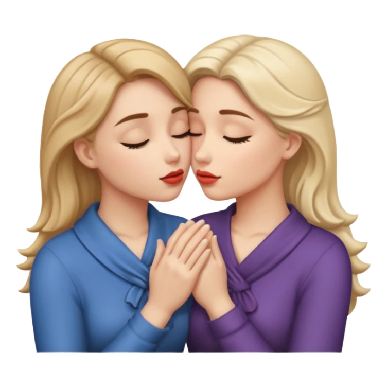 two women kissing hands wrapped around each other sticker