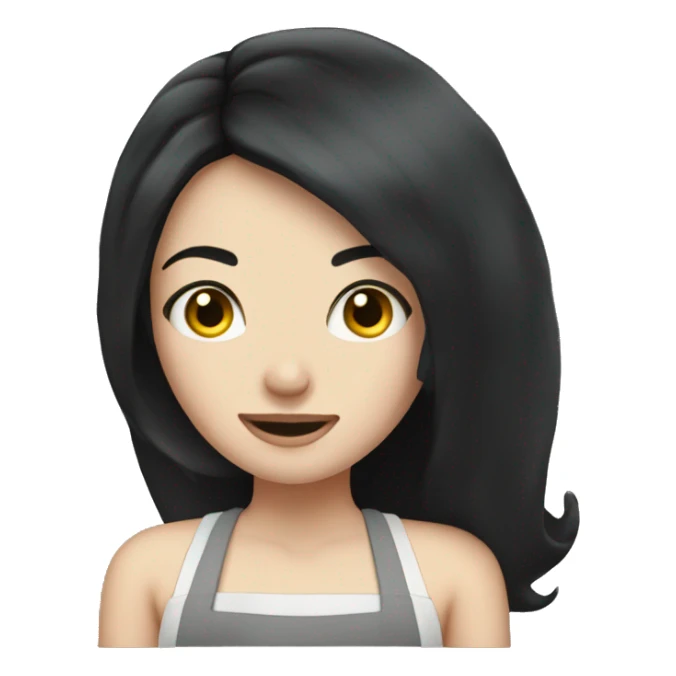 Pale girl with black hair cooking  sticker