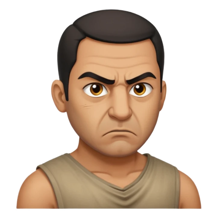 an angry Iraqi, in profile, chest-high sticker