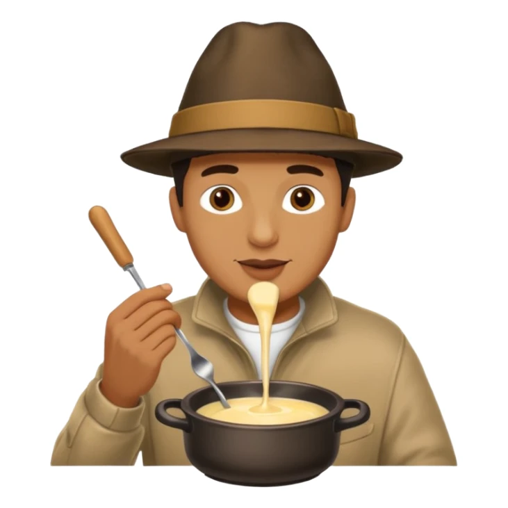 man eating fondue sticker