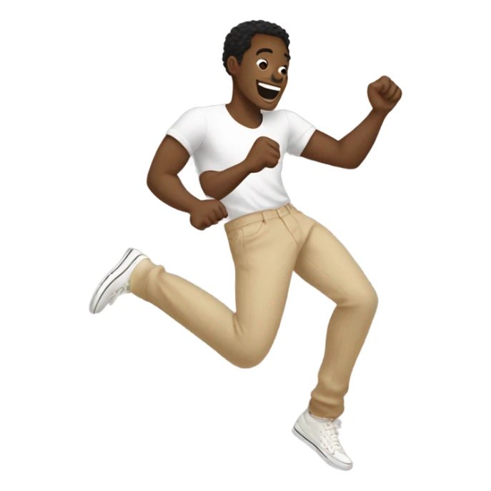 Black boyfriend dancing in excitement wearing beige pants  sticker