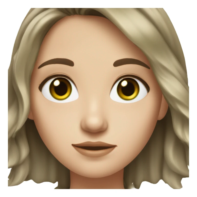 Brunette white girl with green eyes and medium length slightly wavy in hair sticker