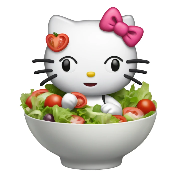 Hello kitty eating a bowl of salad sticker