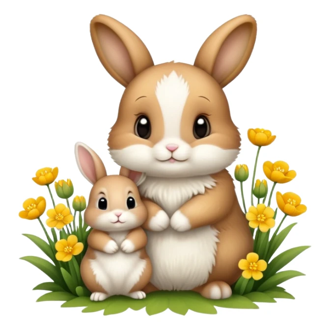 buttercup flowers and baby bunny  sticker