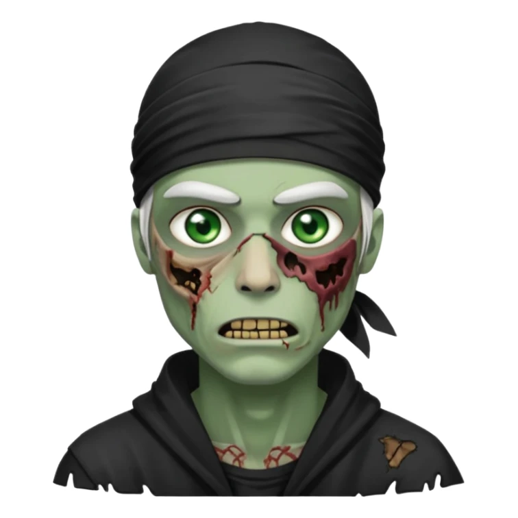 Withe durag, men zombie and green eye color, with dark zombie clothes sticker