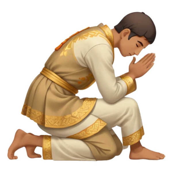 side view of a man kneeling and bowing deeply, gesture of apology sticker