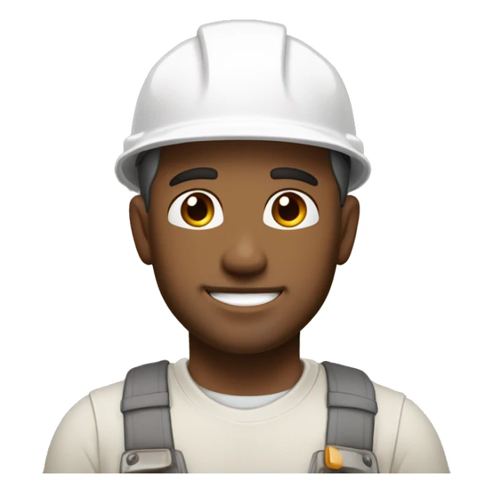 construction worker, full head shot, 3/4 view of face, white hard hat, male, adult, slight stubble, strong jawline, clear eyes visible, color palette: white, beige, gray and brown sticker