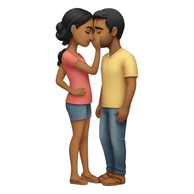short Indian girlfriend kissing her caucasian husband sticker