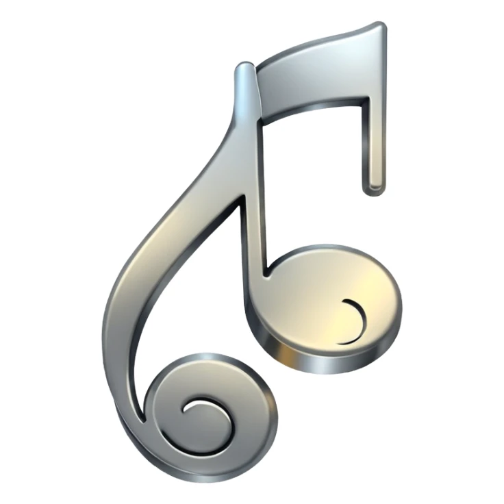 music note with a chromic metal texture, no gold sticker