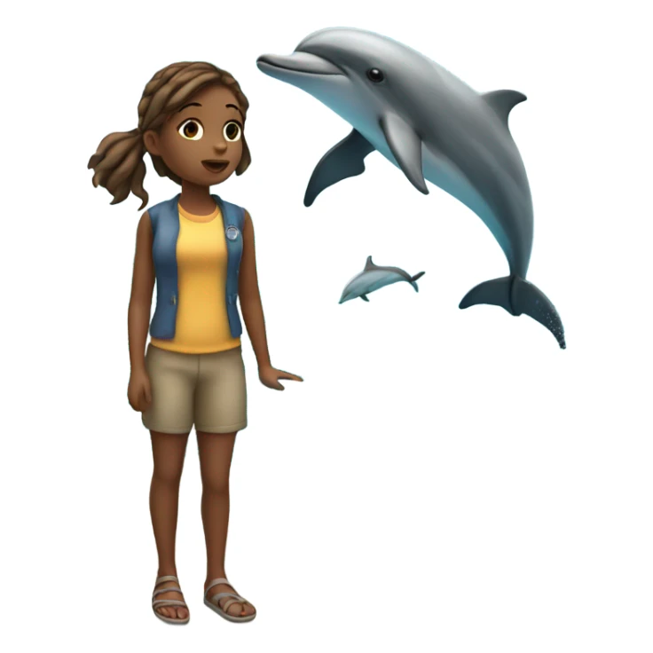 girl watch dolphins from yacht sticker