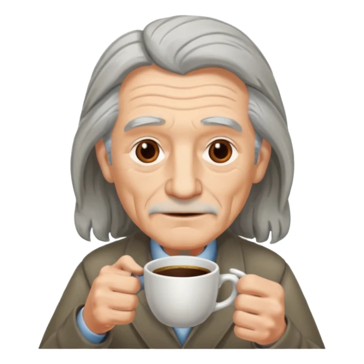 elderly with coffee men long hair sticker