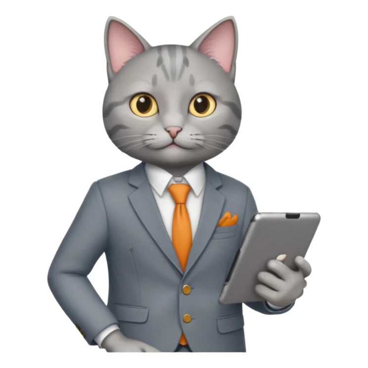 teacher cat tech smart appearance gray cat in blazer with ipad with different clothesthe same cat sticker