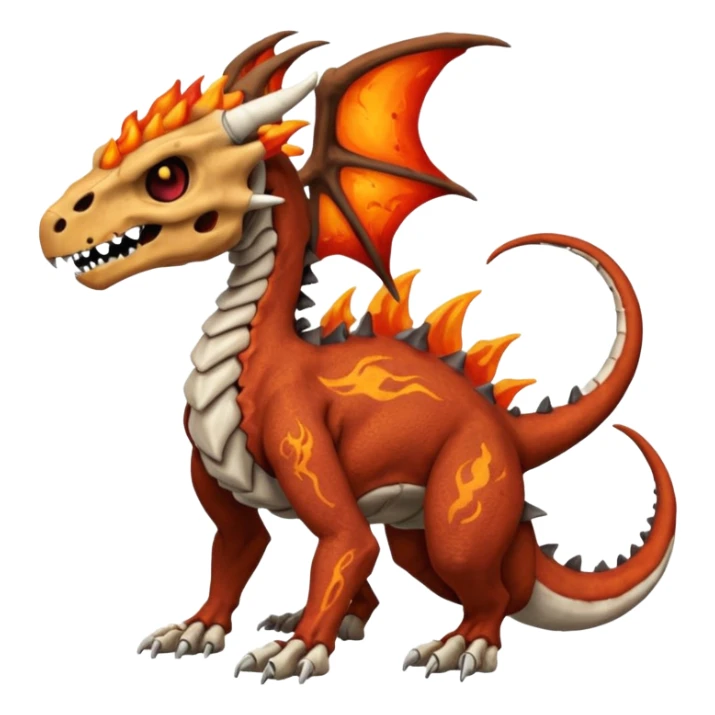 Skeletal Fiery Volcanic Cubone-Salandit-Marowak-Duskull-dragon sticker