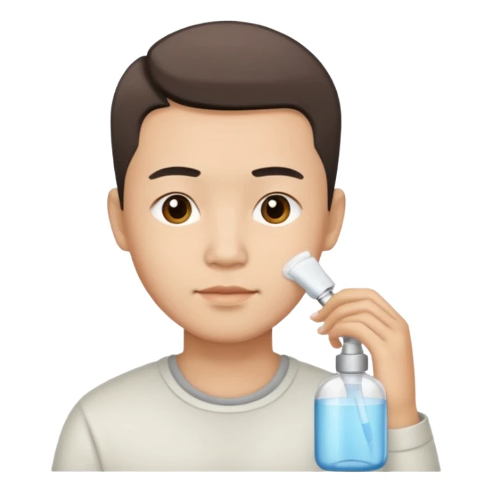 chinese man doing skincare with a fade haircut sticker