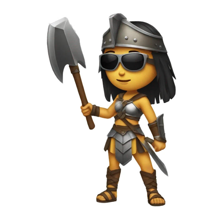 girl gladiator with sunglasses holding axe  sticker