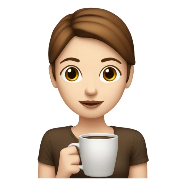 White girl with brown hair drinking coffee  sticker