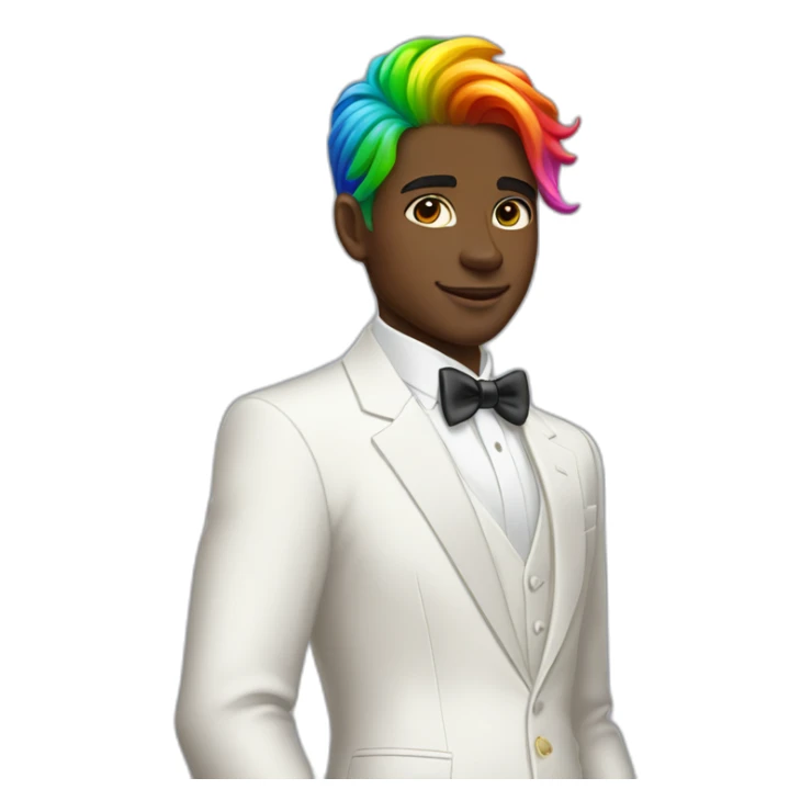 Posh-boy-with-white-suit-and-rainbow-unicorn-hair sticker