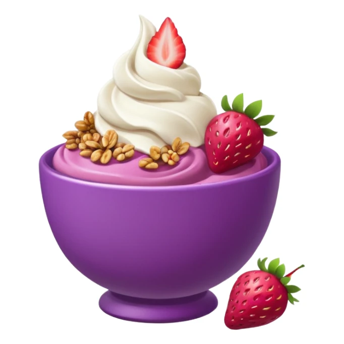 acai soft serve in a bowl either strawberries and granola sticker