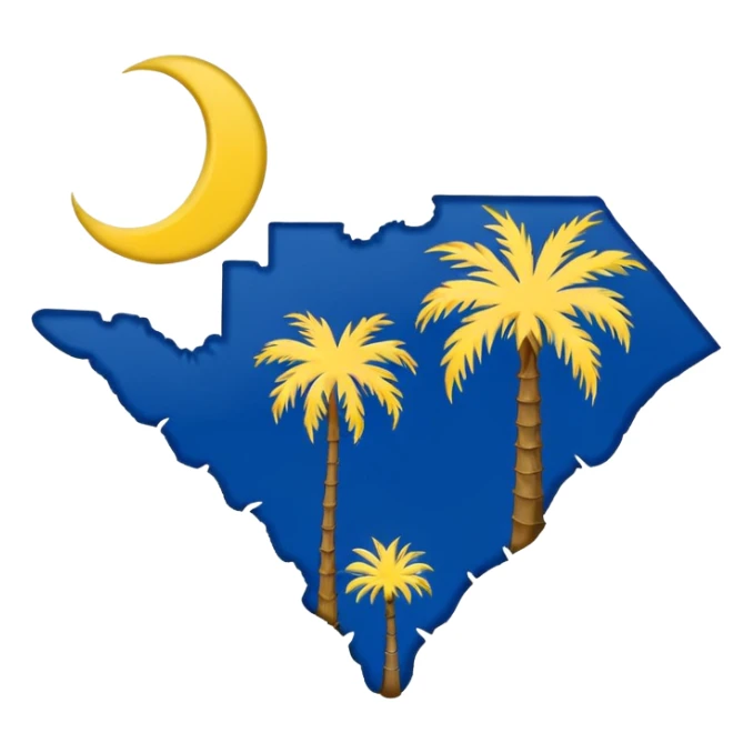 Shape of South Carolina with state flag sticker