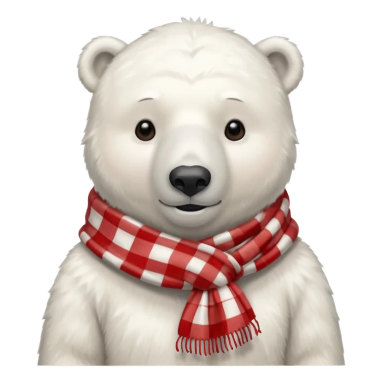 polar bear wearing a red and white checkered scarf sticker