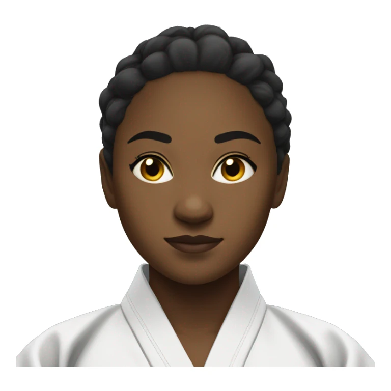 black female judo athlete, looking sideways, not smiling sticker