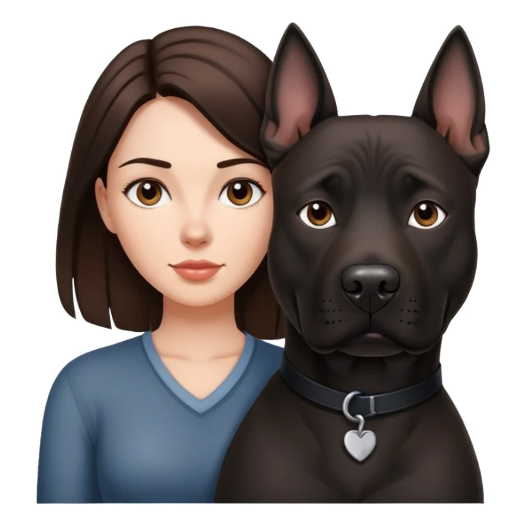 Brunette with a big black amstaff dog sticker