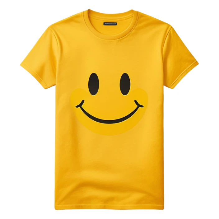 graphic tee shirt with a smiley face design sticker