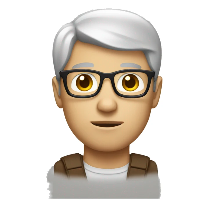 white nerd with brown hair waiting sticker