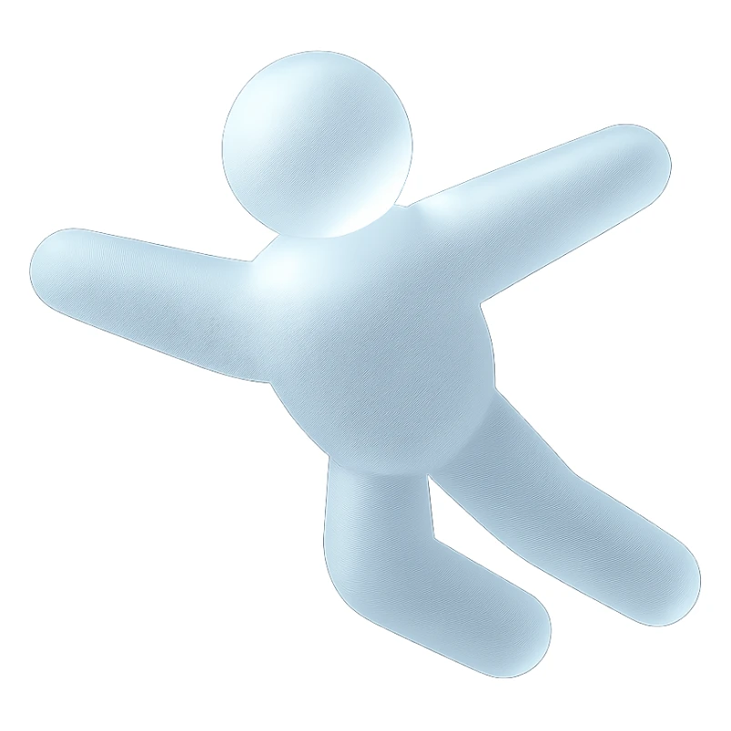 very bright white fluffy convex clouds forming a simple flying person, maximum brightness, matte glass style sticker