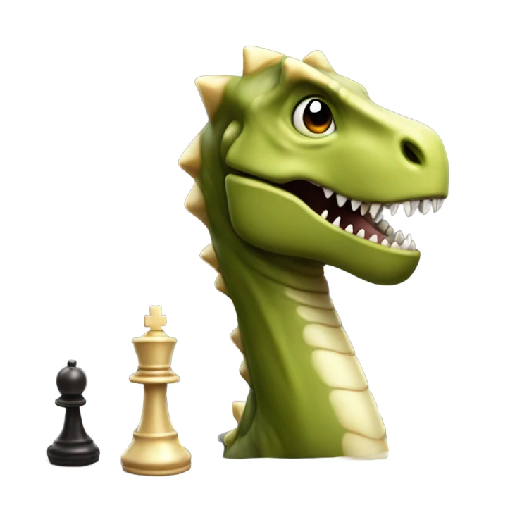 dinosaur holds a queen chess piece in its paw sticker