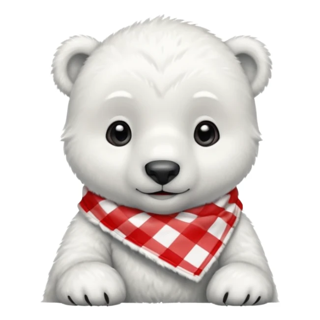 baby polar bear wearing a red and white checkered Neckerchief sticker