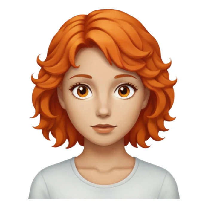 Mujer con cabello naranja ojos cafés y cabello un poco rizado sticker