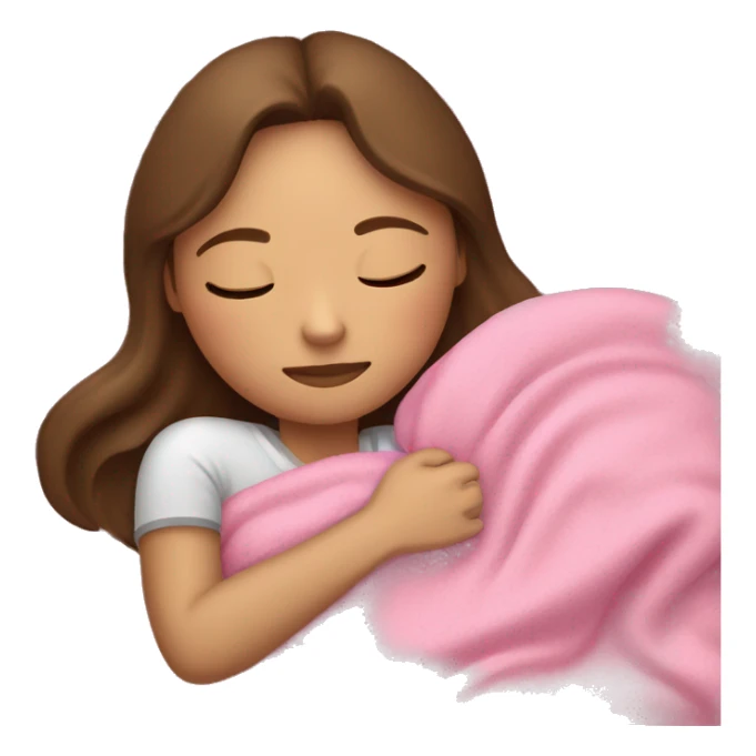 light Brunette girl sleeping on side with pink blanket sticker