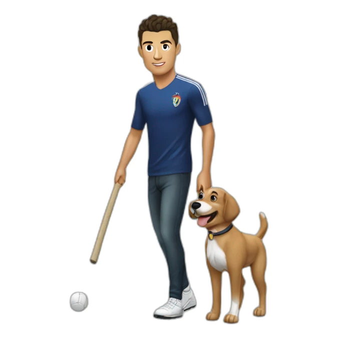cristiano Ronaldo che palleggia con un cane sticker