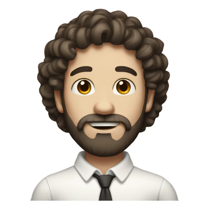 pale man with curly dark brown hair and beard sticker