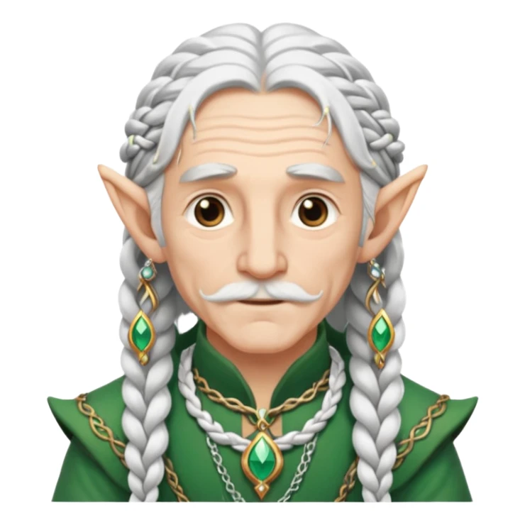 elves with braided hair old man sticker